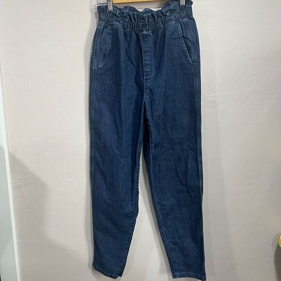 Gap Jeans Womens 6T Blue Denim Paperbag Regular Fit Elastic Waist Pull On - Picture 1 of 7